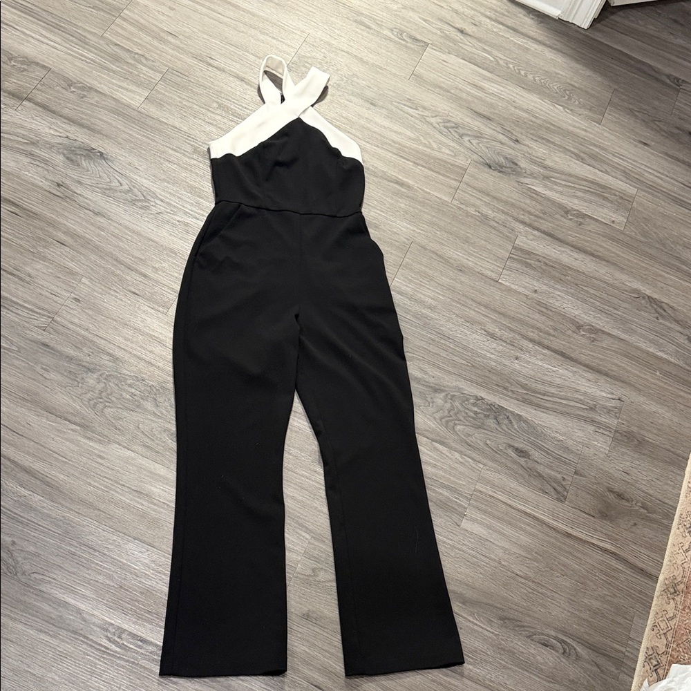 Express Black and White Halter Jumpsuit